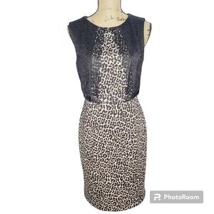 Karl Lagerfeld Paris Mob Wife Leopard Black Lace Dress size 6